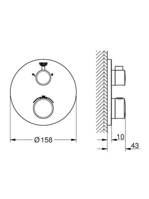 Grohe Grohtherm Termostatik Banyo/Duş Bataryası 2 Çıkışlı Divertörlü Mat Siyah