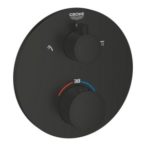 Grohe Grohtherm Termostatik Banyo/Duş Bataryası 2 Çıkışlı Divertörlü Mat Siyah