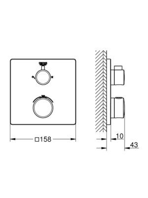 Grohe Grohtherm Termostatik Banyo/Duş Bataryası 2 Çıkışlı Divertörlü Mat Siyah
