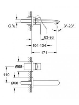 GROHE Eurostyle Cosmopolitan Duvardan Lavabo Bataryası S-Boyut