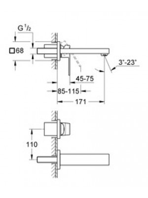 Grohe Eurocube Duvardan Lavabo Bataryası S-Boyut