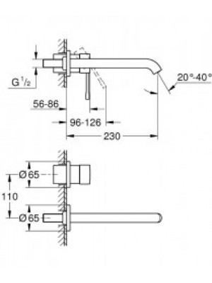 Grohe Essence İki Delikli Duvardan Lavabo Bataryası L-Boyut
