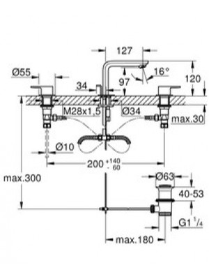 Grohe Lineare 3 Delikli Lavabo Bataryası M-Boyut