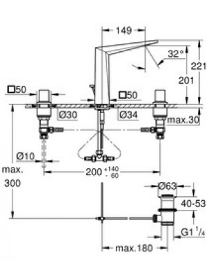 Grohe Allure Brilliant 3 Delikli Lavabo Bataryası M-Boyut
