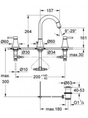 Grohe Grandera 3 Delikli Lavabo Bataryası M-Boyut