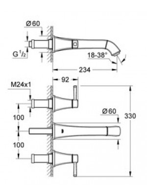 Grohe Grandera 3 Delikli Lavabo Bataryası M-Boyut Krom/Altın