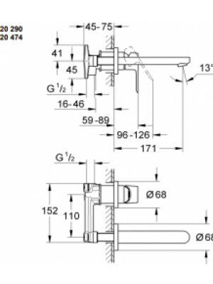 Grohe Bauedge İki Delikli Lavabo Bataryası