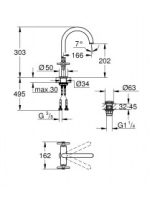 Grohe Lavabo Bataryası Atrio L-Boyut Krom