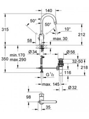 GROHE BauClassic Lavabo Bataryası