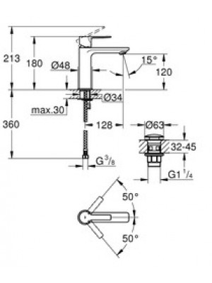 Grohe Lineare Lavabo Bataryası S-Boyut