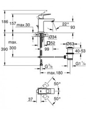 Grohe Eurocube Lavabo Bataryası S-Boyut