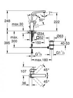 Grohe Eurocube Lavabo Bataryası L-Boyut