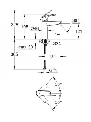 GROHE Eurosmart Tek Kumandalı Lavabo Bataryası M-Boyut