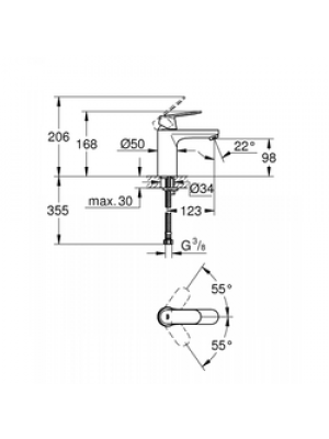 GROHE Eurosmart Cosmopolitan Lavabo Bataryası M-Boyut Siyah Saten