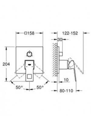 GROHE Eurocube 3 Yollu Ankastre Banyo Bataryası 
