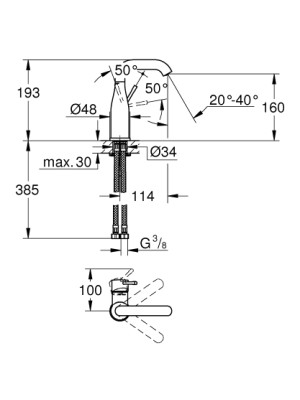 Grohe Lavabo Bataryası Essence M-Boyut Mat Siyah