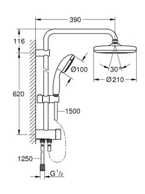 Grohe New Tempesta Tepe Duşlu ve El Duşlu Duş Sistemi Krom