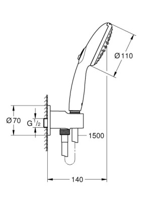 Grohe Tempesta 110 Su Çıkış Dirsekli El Duşu Seti 2 Akışlı Rain,Jet Mat Siyah