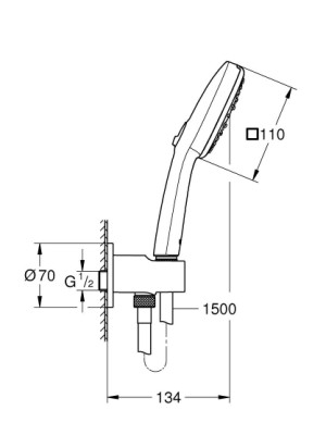 Grohe Tempesta Cube 110 Su Çıkış Dirsekli El Duşu Seti 3 Akışlı Rain,Jet,Masaj