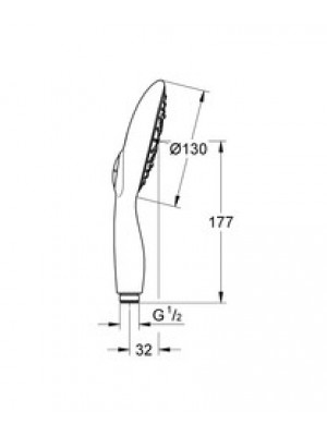 GROHE PowerSoul 130 El duşu, 4 Akışlı, Gece Grisi Sprey Plakası (27673000)