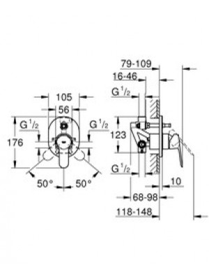 GROHE BauEdge Ankastre Banyo Bataryası