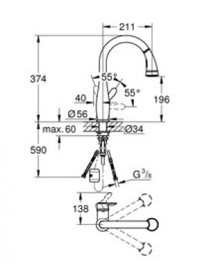 Grohe Eviye Bataryası Spiralli 2 Fonk. Parkfield Krom