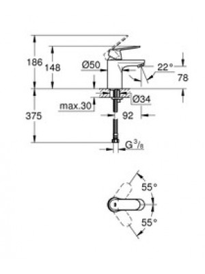 GROHE Eurosmart Cosmopolitan Lavabo Bataryası S-Boyut
