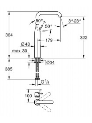 Grohe Essence Tek Kumandalı Lavabo Bataryası Xl-Boyut