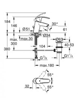 GROHE Eurosmart Lavabo Bataryası S-Boyut