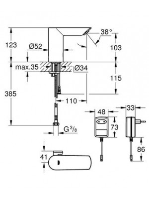 GROHE Bau Cosmopolitan Elektronik Lavabo Bataryası Elektrikli