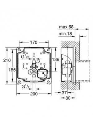 GROHE Rapido U Pisuar için montaj kutusu